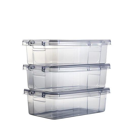 Neatd Clear Stackable Pantry and Refrigerator Storage Bins with Handles (4-Pack)