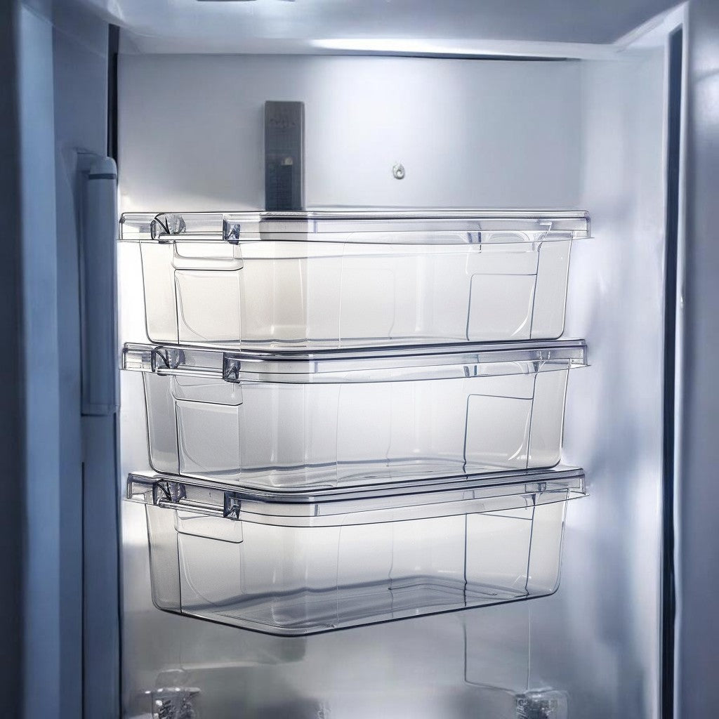 Neatd Clear Stackable Pantry and Refrigerator Storage Bins with Handles (4-Pack)