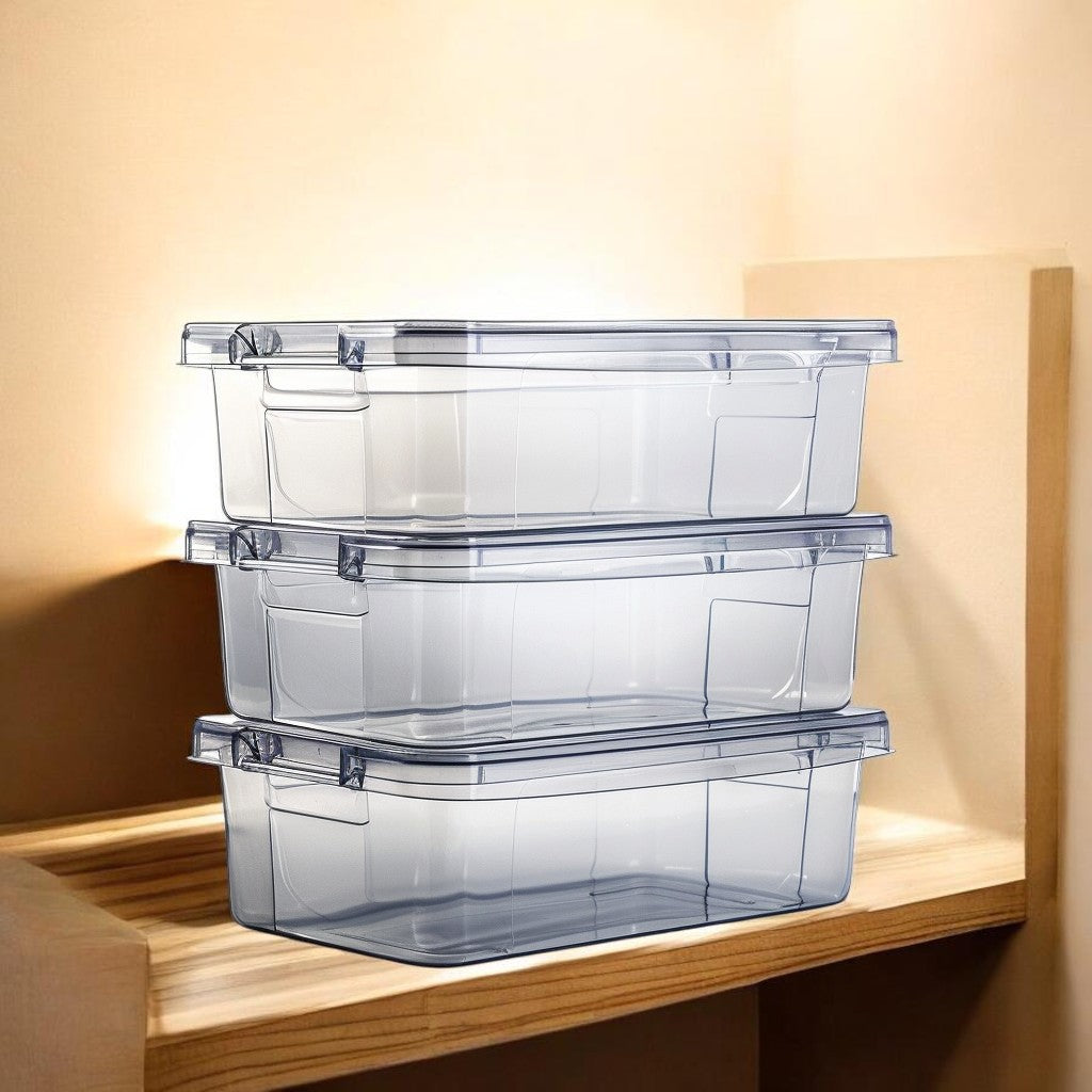 Neatd Clear Stackable Pantry and Refrigerator Storage Bins with Handles (4-Pack)