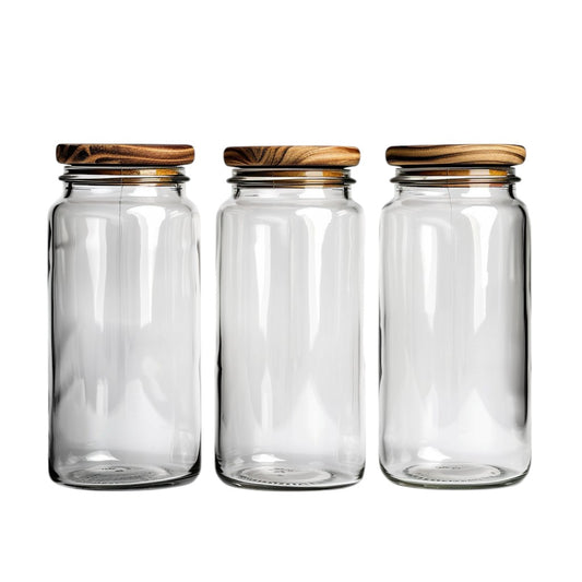 Neatd High-Borosilicate Glass Food Storage Jars with Airtight Acacia Lids (3-Piece Set)